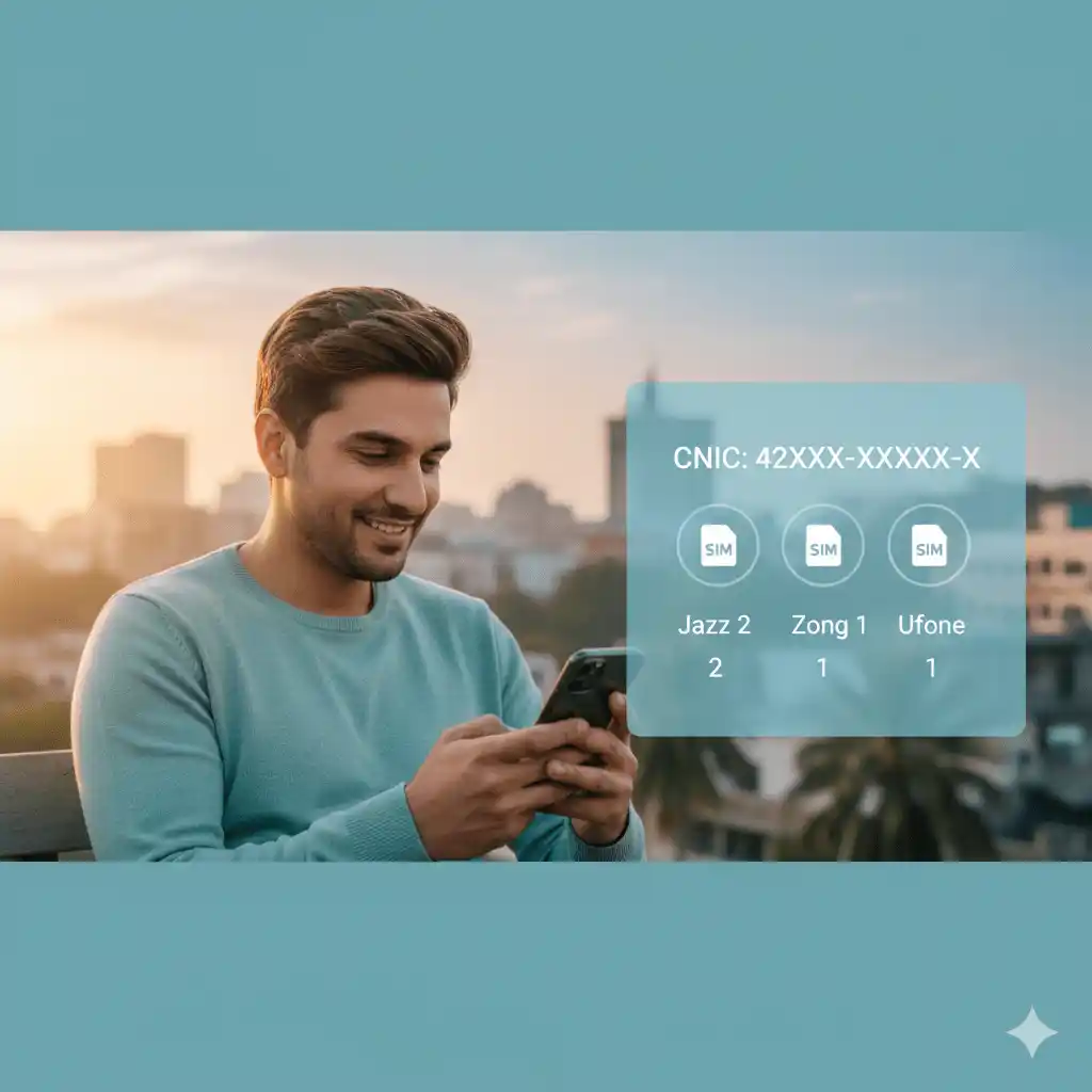 CNIC SIM Check online in Pakistan showing registered SIMs for a CNIC number