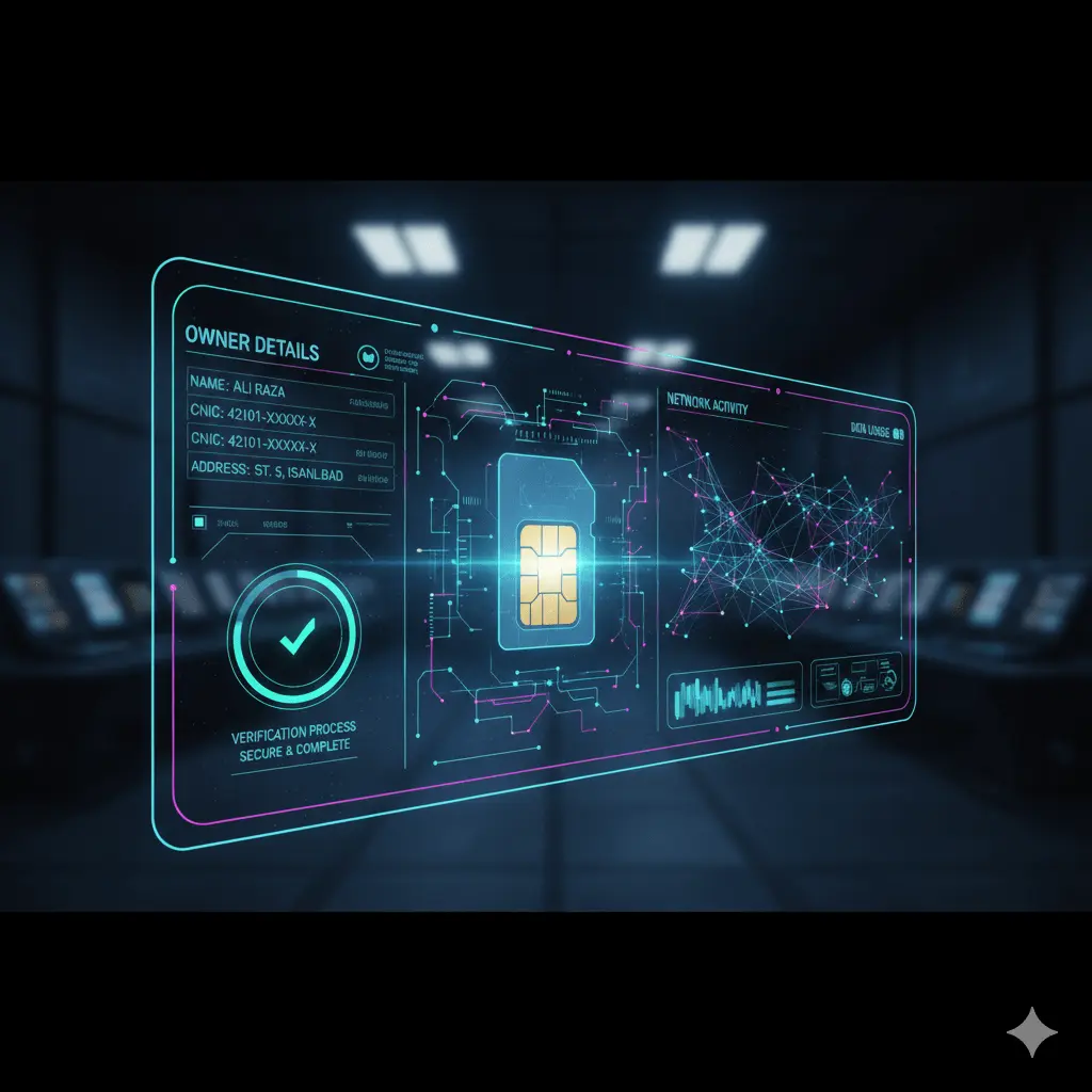 SIM owners detail verification showing mobile number registration and CNIC linked information